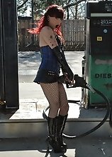 Slutty Kelly posing on streets